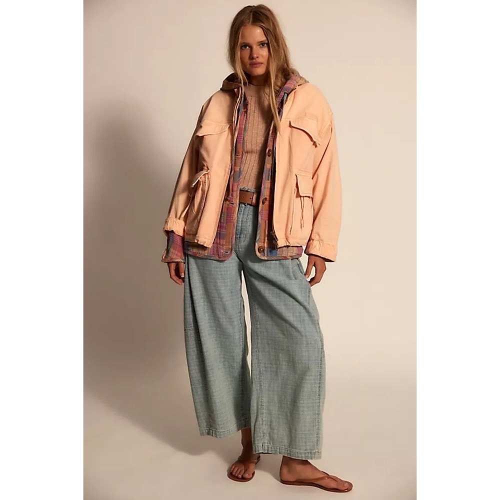 Free People We The Free Daybreaker Jacket Peach Apricot Utility Canvas M NWT